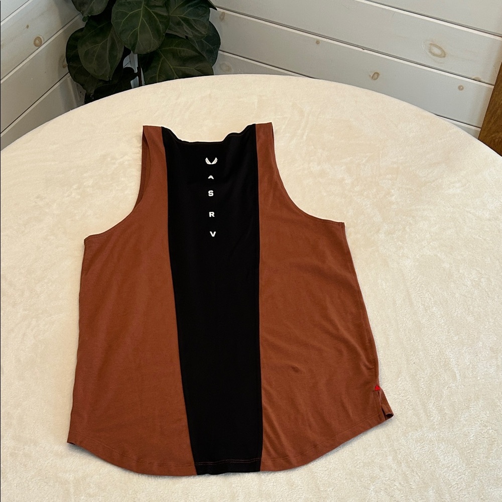 ASRV Women's Two-Tone Tank Top in Black and Brown